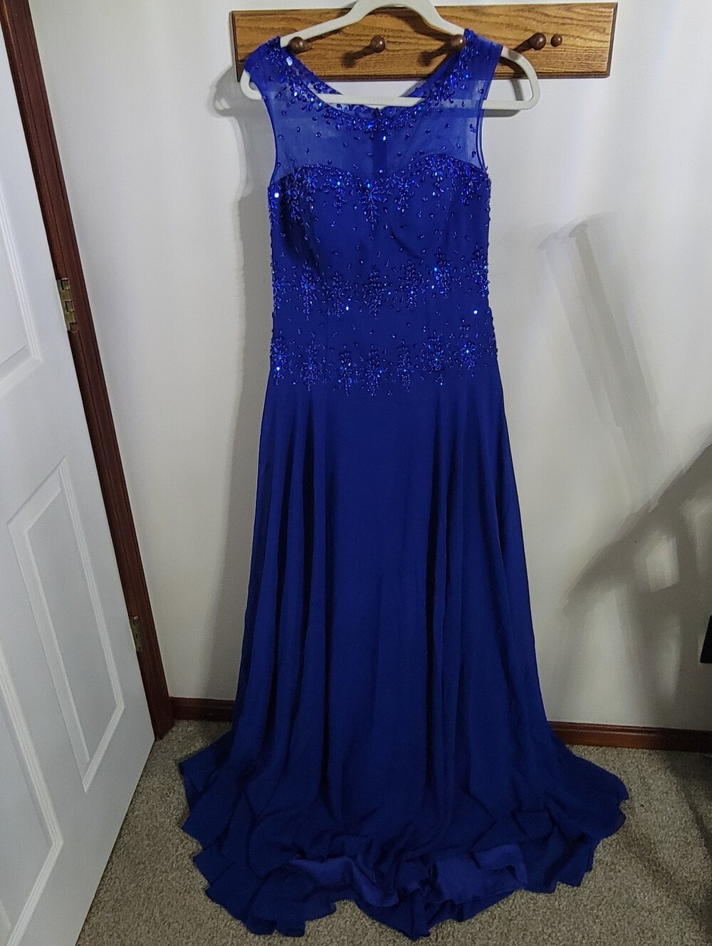 Izilady Elegant Royal Blue Beaded Dress Gown Prom, Size 10